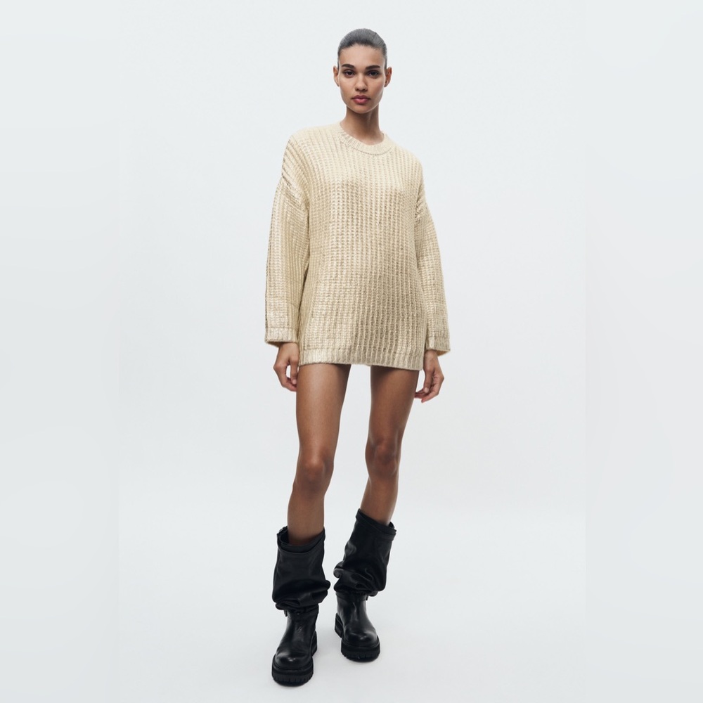 Zara Oversized Foil Knit Sweater